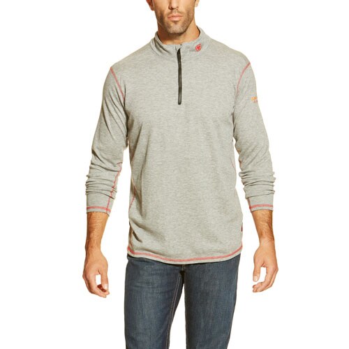 Ariat FR Polartec 1/4 Zip Baselayer in Heather Gray